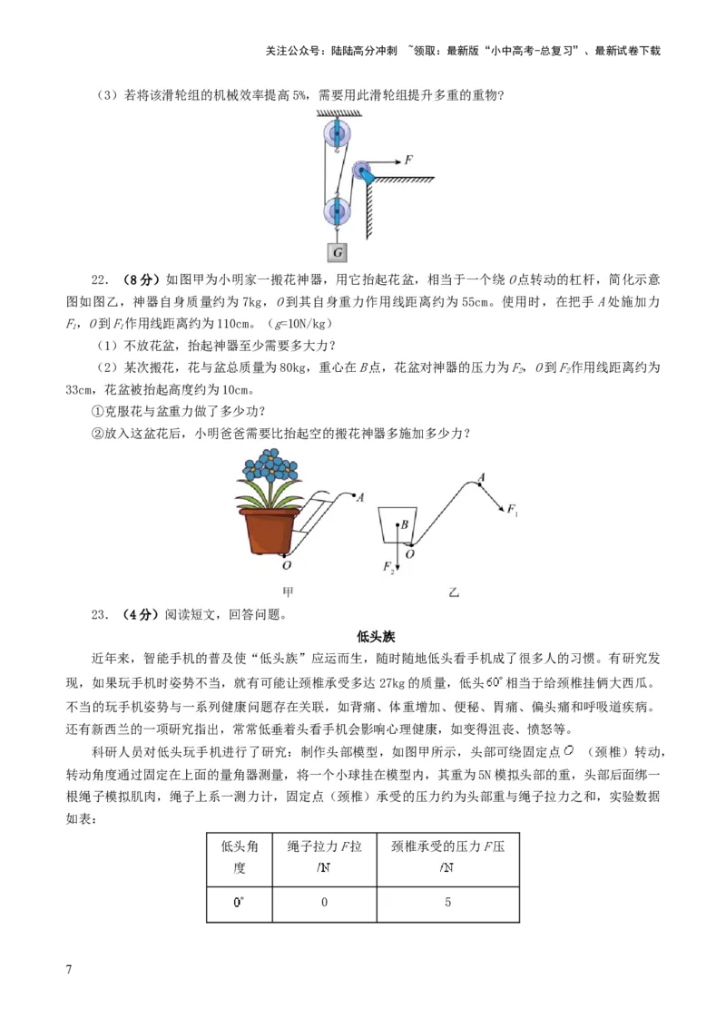 专题13简单机械（测试）（原卷版）_02中考总复习（2026版更新中）_04-物理-中考总复习_2024年中考复习资料_一轮复习_课件+讲义+练习2024年中考物理一轮复习讲练测（全国通用）