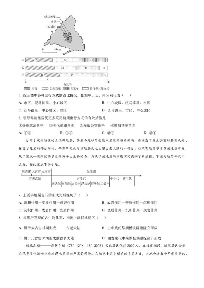 2024年高考地理真题（广西自主命题）（原卷版）_全国卷+地方卷_8.地理_1.地理高考真题试卷_2024年高考-地理_2024年广西自主命题-地理