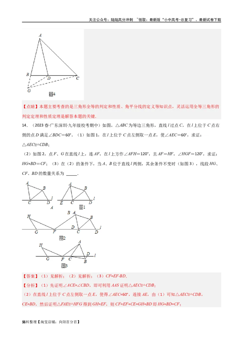 专题13全等模型-倍长中线与截长补短模型（解析版）_02中考总复习（2026版更新中）_02-数学-中考总复习_2024年中考复习资料_专项复习资料_答案解析版