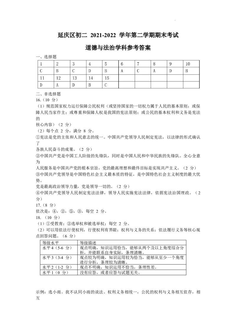 北京市延庆区2021-2022学年八年级下学期期末道德与法治试题(1)_北京初中期末题_C605-京七八九_B京市道德与法治七八九_道法_北京8下道法_北京道法8下期末
