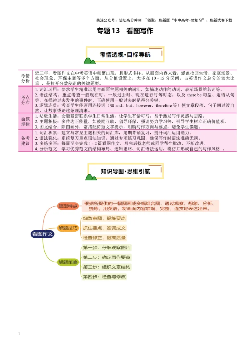专题13看图写作（讲练）（解析版）_02中考总复习（2026版更新中）_03-英语-中考总复习_2025中考复习资料_2025中考二轮课件ppt+讲义+练习英语_讲义+练习
