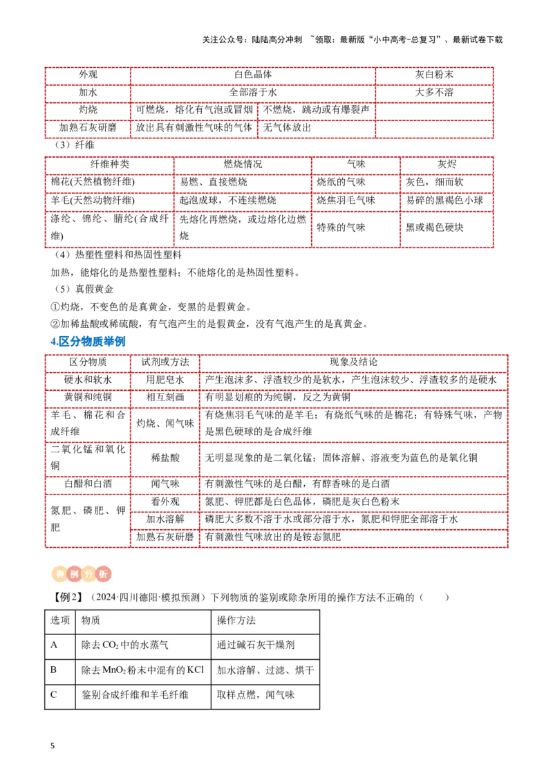 专题13常见物质的检验、鉴别与除杂（解析版）_02中考总复习（2026版更新中）_05-化学-中考总复习_2024年中考复习资料_一轮复习资料_完口袋书2024年中考化学一轮复习知识清单