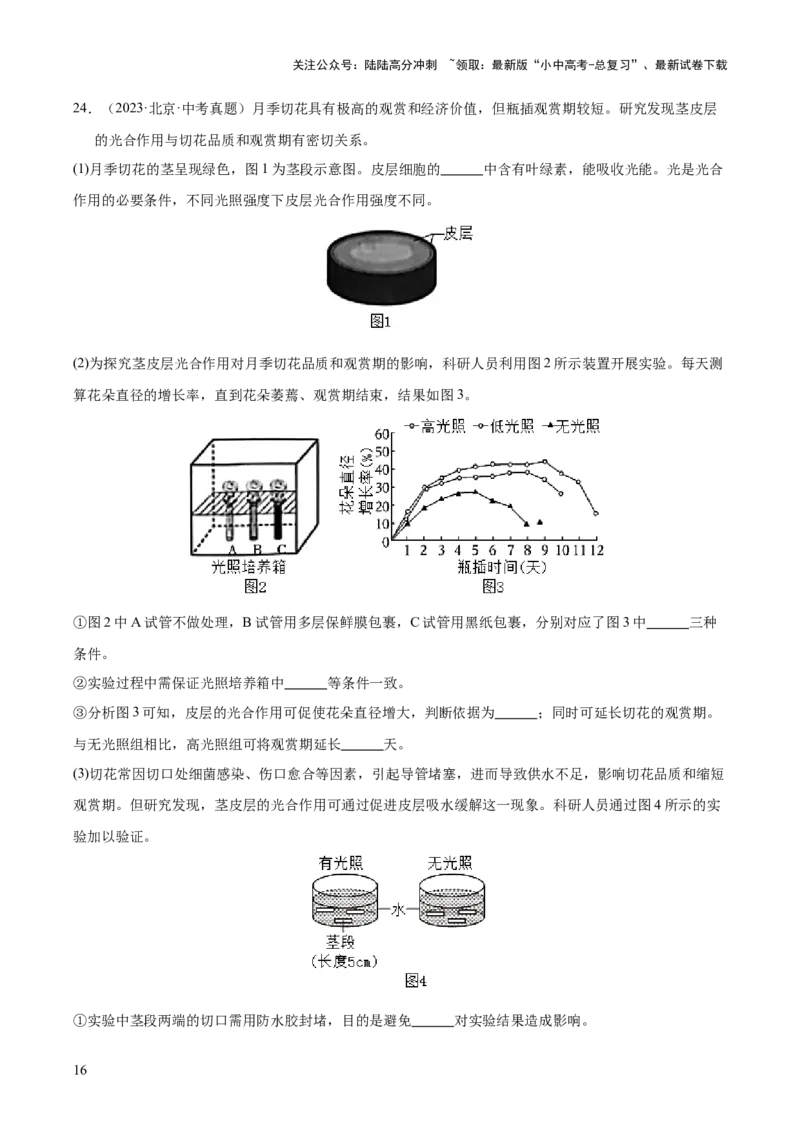 专题15科学探究（全国通用）（解析版）_02中考总复习（2026版更新中）_08-生物-中考总复习_2026年中考复习（更新中）_好题汇编三年（2023-2025）中考生物真题分类汇编（全国通用）