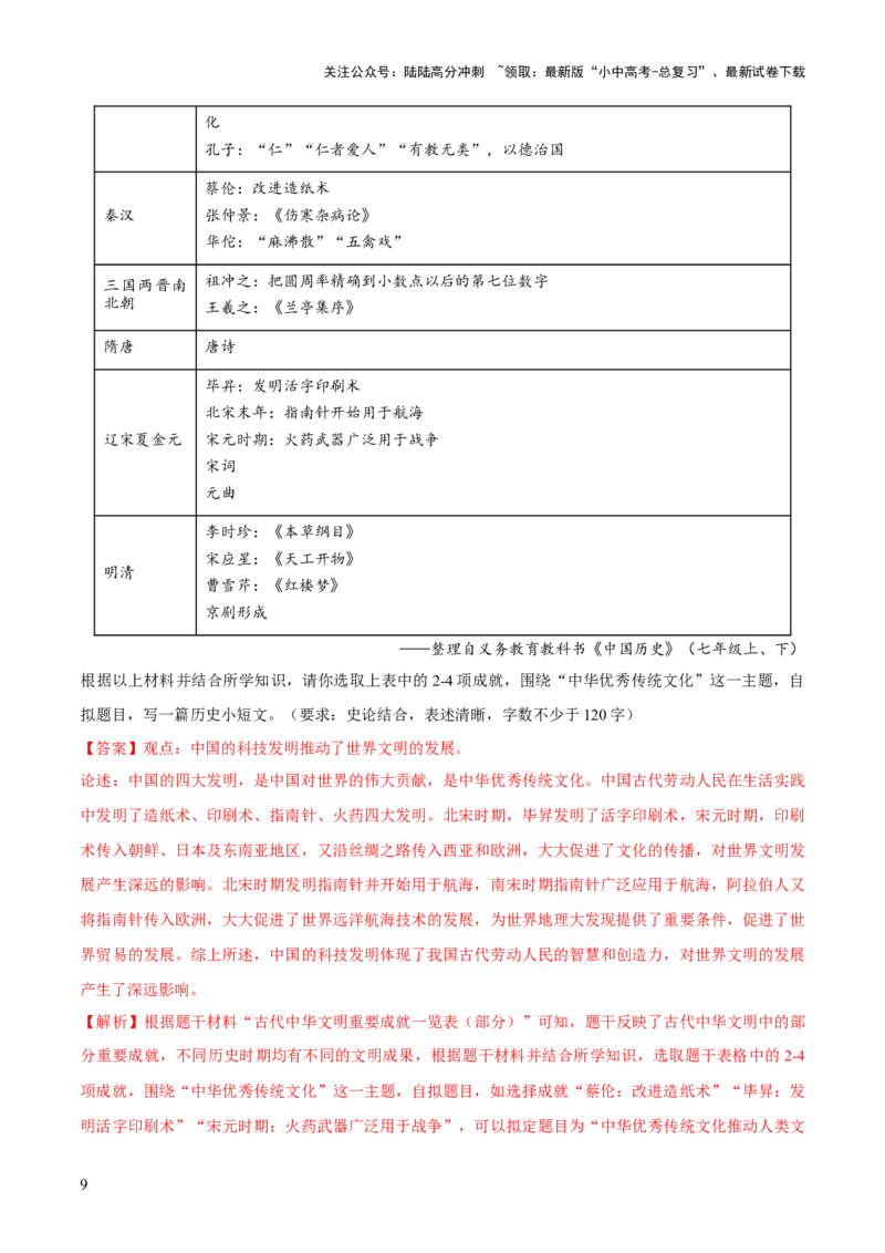 专题12自拟论题类开放式小论文题（解析版）_02中考总复习（2026版更新中）_06-历史-中考总复习_2025年中考复习资料_2025年中考历史答题方法模板