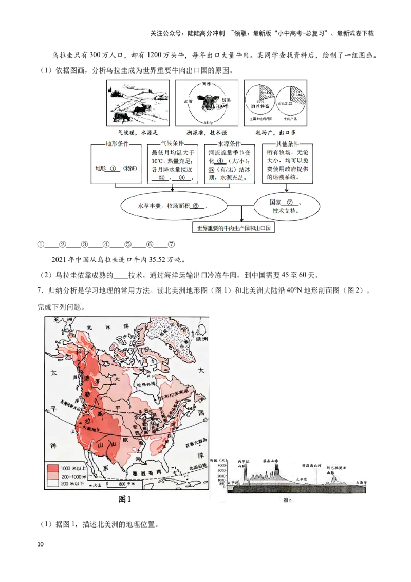专题13北美洲及美国-备战2024年中考地理识图速记手册与变式演练（全国通用）（原卷版）_02中考总复习（2026版更新中）_09-地理-中考总复习_2024年中考复习资料_专项复习资料