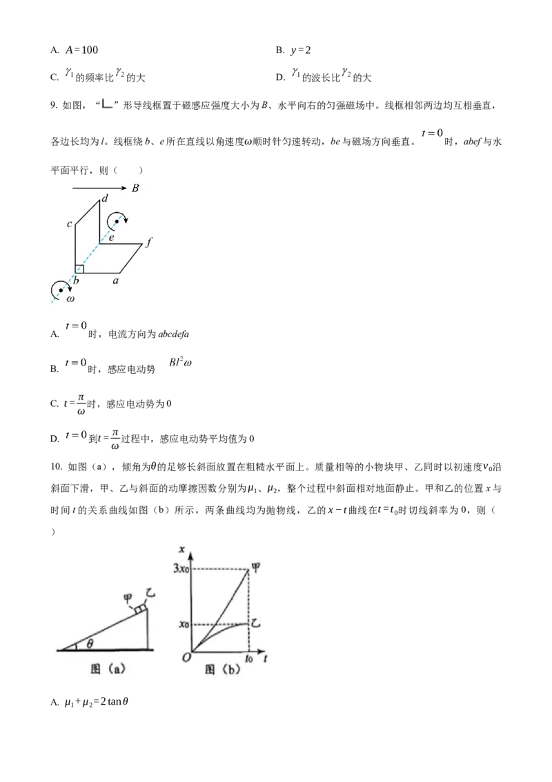 2025年高考物理真题（黑龙江、吉林、辽宁、内蒙古）（原卷版）_全国卷+地方卷_4.物理_1.物理高考真题试卷_2025年高考-物理_2025年高考物理真题（黑龙江吉林辽宁内蒙古）