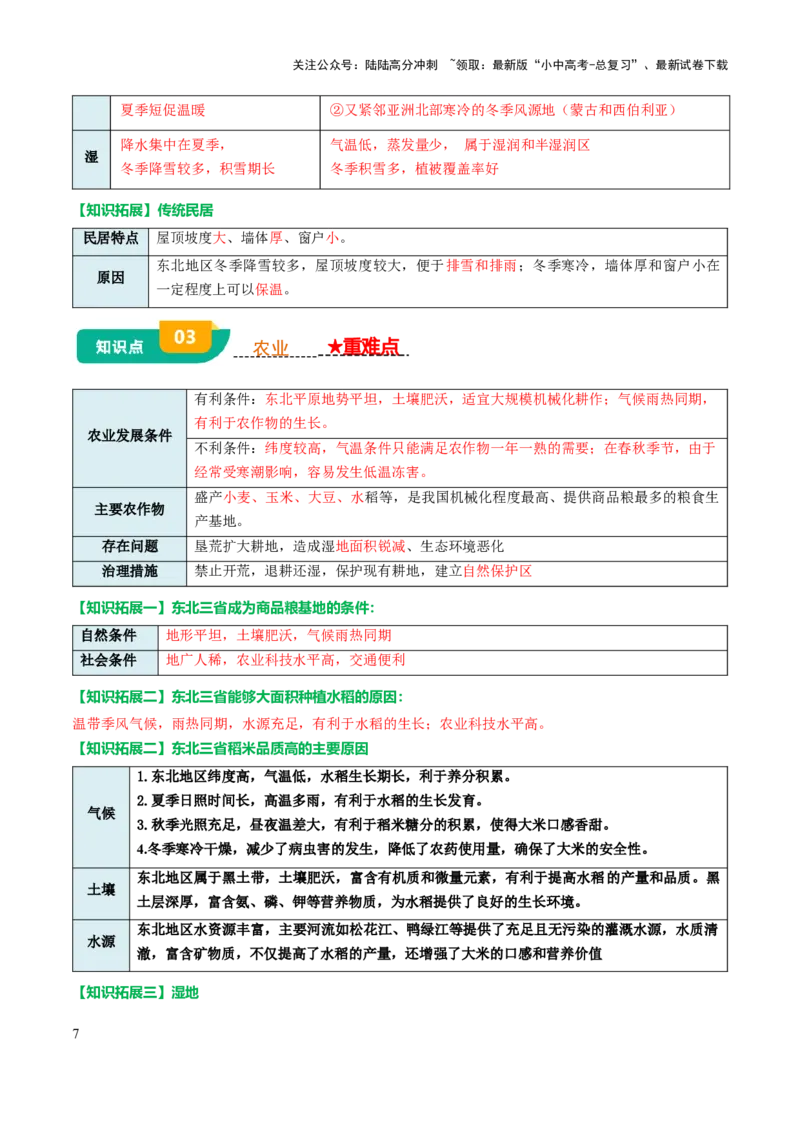 专题13北方地区-2025年中考地理知识点梳理（背诵版）_02中考总复习（2026版更新中）_09-地理-中考总复习_2025中考地理复习资料_2025年中考地理知识点_挖空版+背诵版