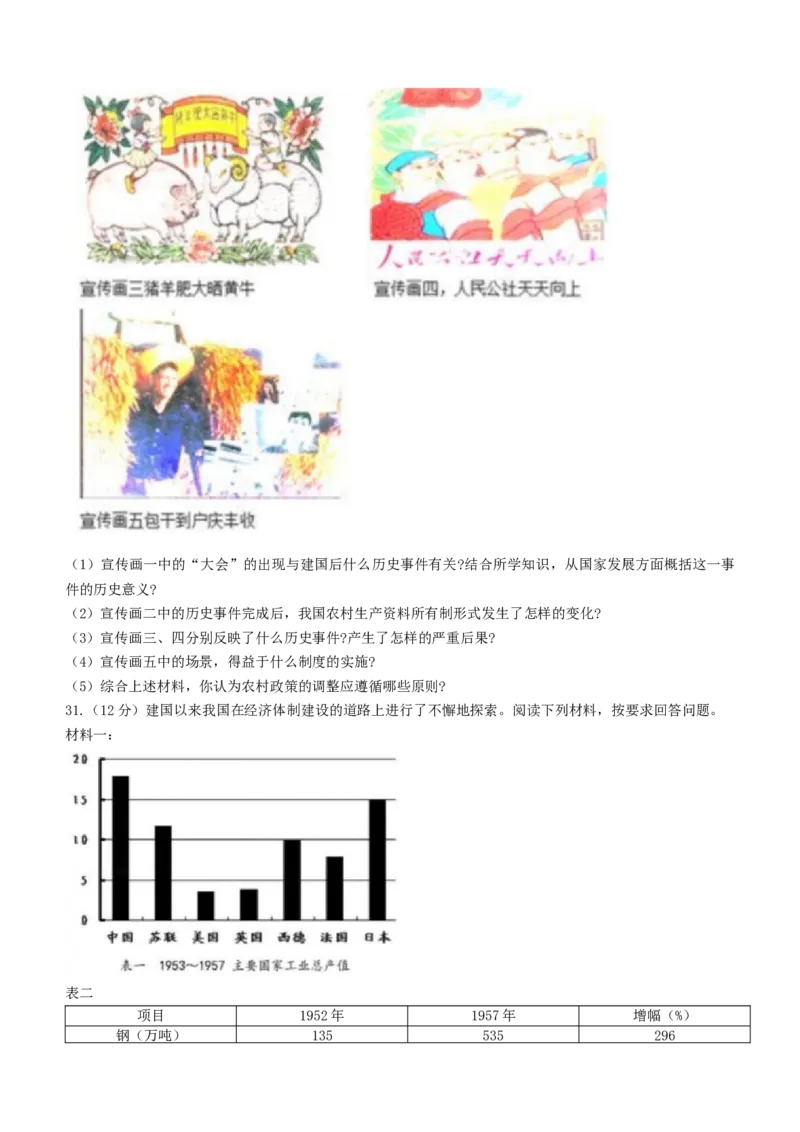 北京市门头沟区2019-2020学年八年级下学期期末历史试题(1)_北京初中期末题_C605-京七八九_B京历史七八九_北京八下历史_2019-2020