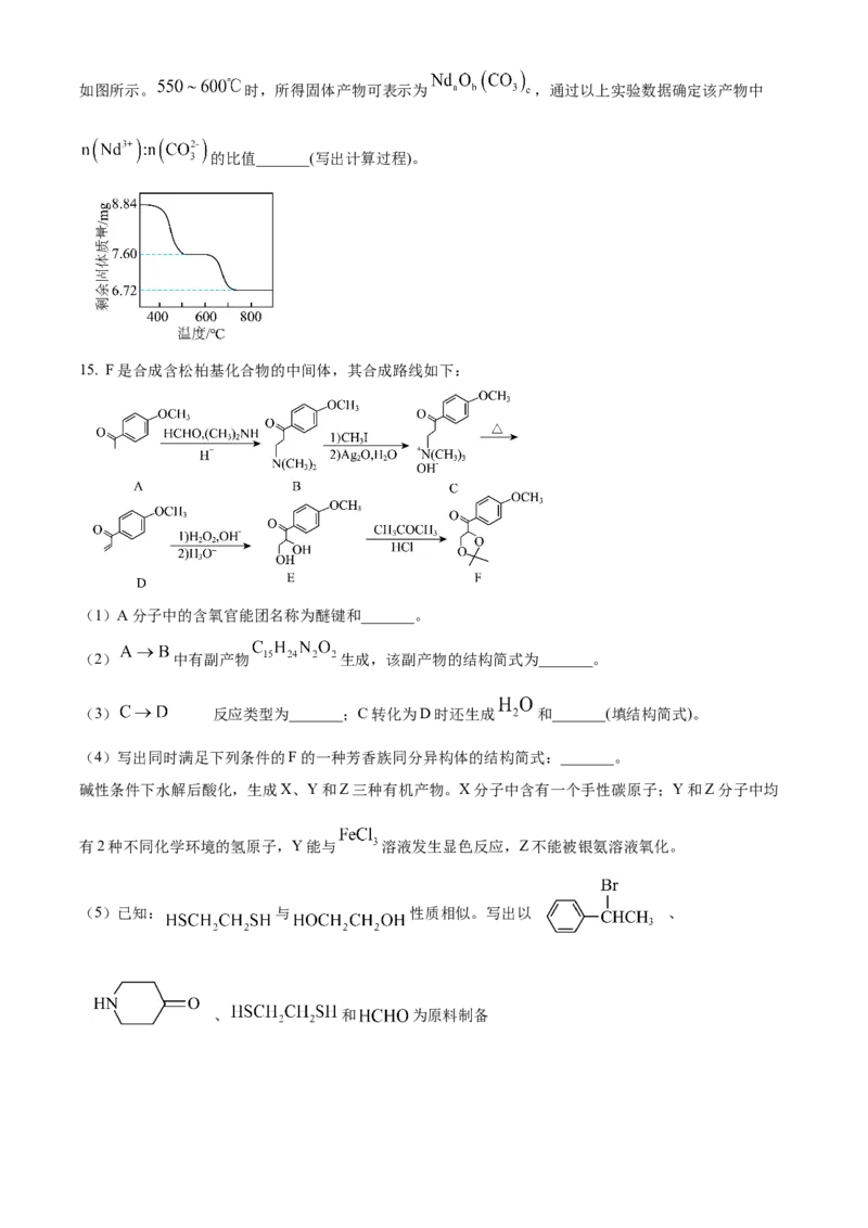 2024年高考化学真题（江苏自主命题）（原卷版）_全国卷+地方卷_5.化学_1.化学高考真题试卷_2024年高考-化学_2024年江苏自主命题-化学