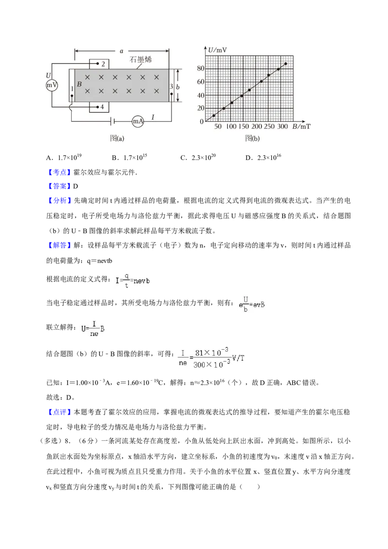 2024年高考物理真题（江西自主命题）（解析版）_全国卷+地方卷_4.物理_1.物理高考真题试卷_2024年高考-物理_2024年江西自主命题-物理