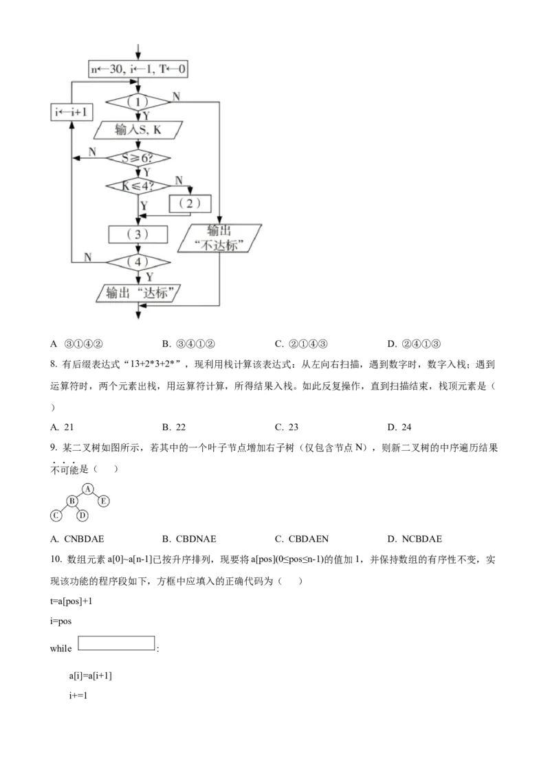 2025年01月浙江信息技术真题（原卷版）_全国卷+地方卷_10.技术_1.浙江历年技术试卷_信息技术