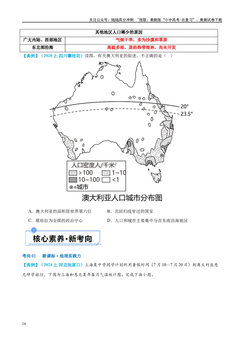 专题15法国和澳大利亚（讲义）（原卷版）_02中考总复习（2026版更新中）_09-地理-中考总复习_2024年中考复习资料_一轮复习_❤2024年中考地理一轮复习讲练测（全国通用）_配套讲义