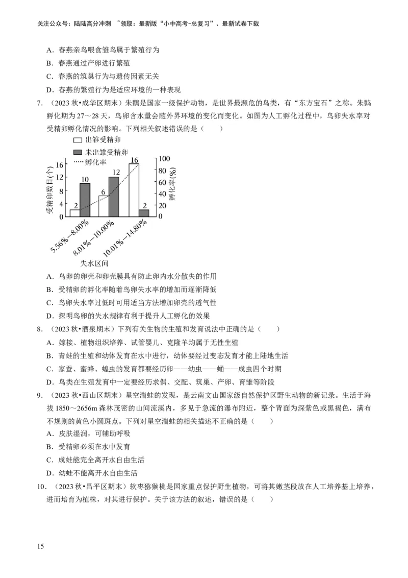 专题13生物的生殖和发育（原卷版）_02中考总复习（2026版更新中）_08-生物-中考总复习_2024年中考复习资料_专项复习_备战2024年中考生物真题题源解密
