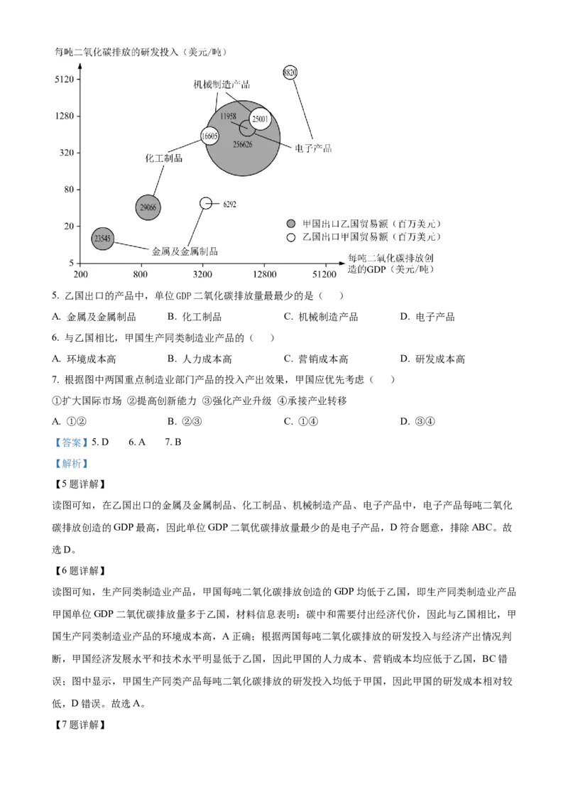 2023湖南高考地理真题（解析版）_全国卷+地方卷_8.地理_1.地理高考真题试卷_2023年高考-地理_2023年湖南自主命题