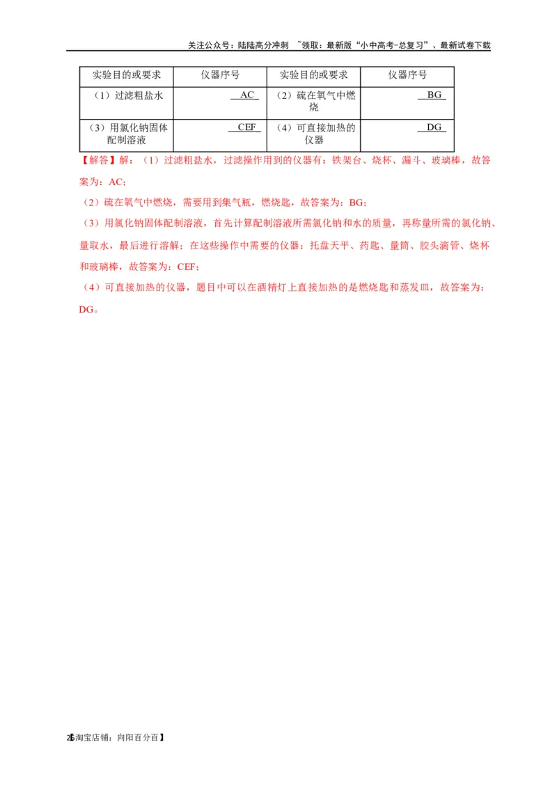 专题14常见仪器与实验操作（解析版）_02中考总复习（2026版更新中）_05-化学-中考总复习_2024年中考复习资料_一轮复习资料_完2024年中考化学复习考点一遍过（全国通用）