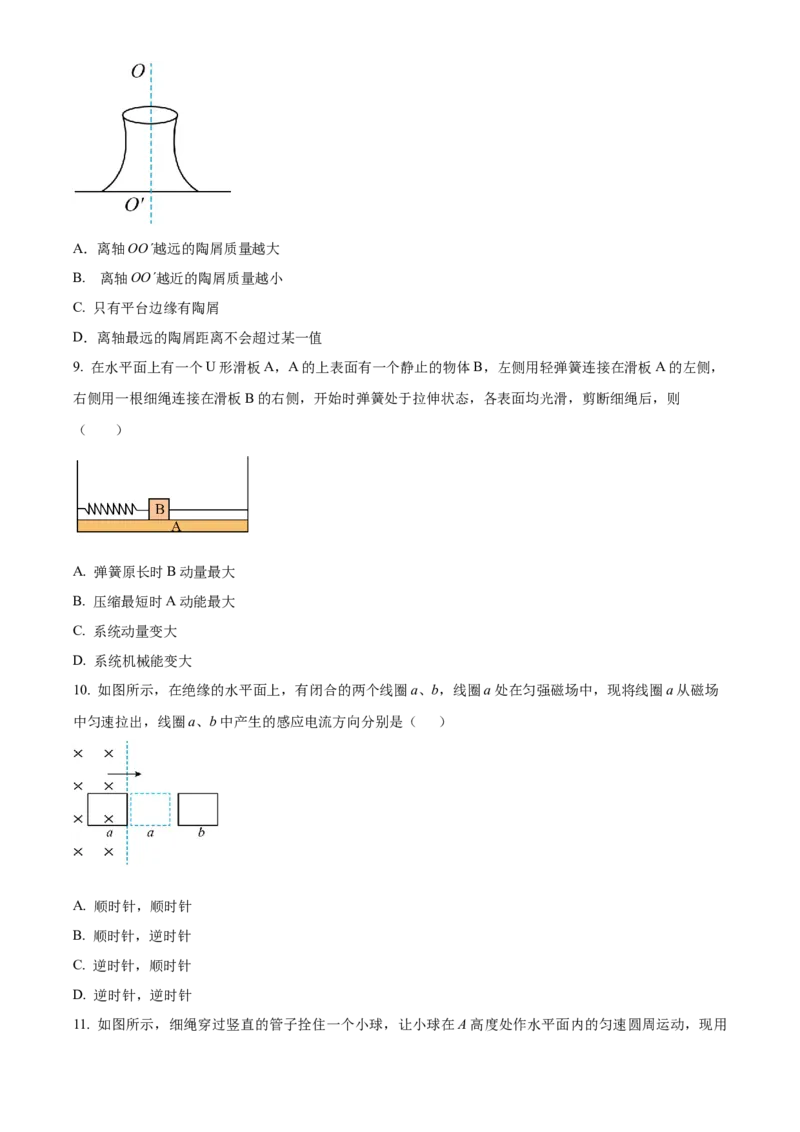 2024年高考物理真题（江苏自主命题）（原卷版）_全国卷+地方卷_4.物理_1.物理高考真题试卷_2024年高考-物理_2024年江苏自主命题-物理