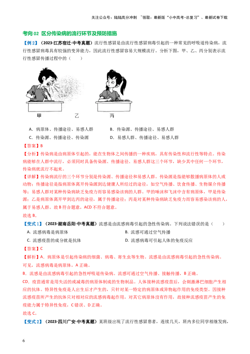 专题15健康地生活（讲义）（解析版）_02中考总复习（2026版更新中）_08-生物-中考总复习_2024年中考复习资料_一轮复习_❤2024年中考生物一轮复习讲练测（全国通用）_讲义