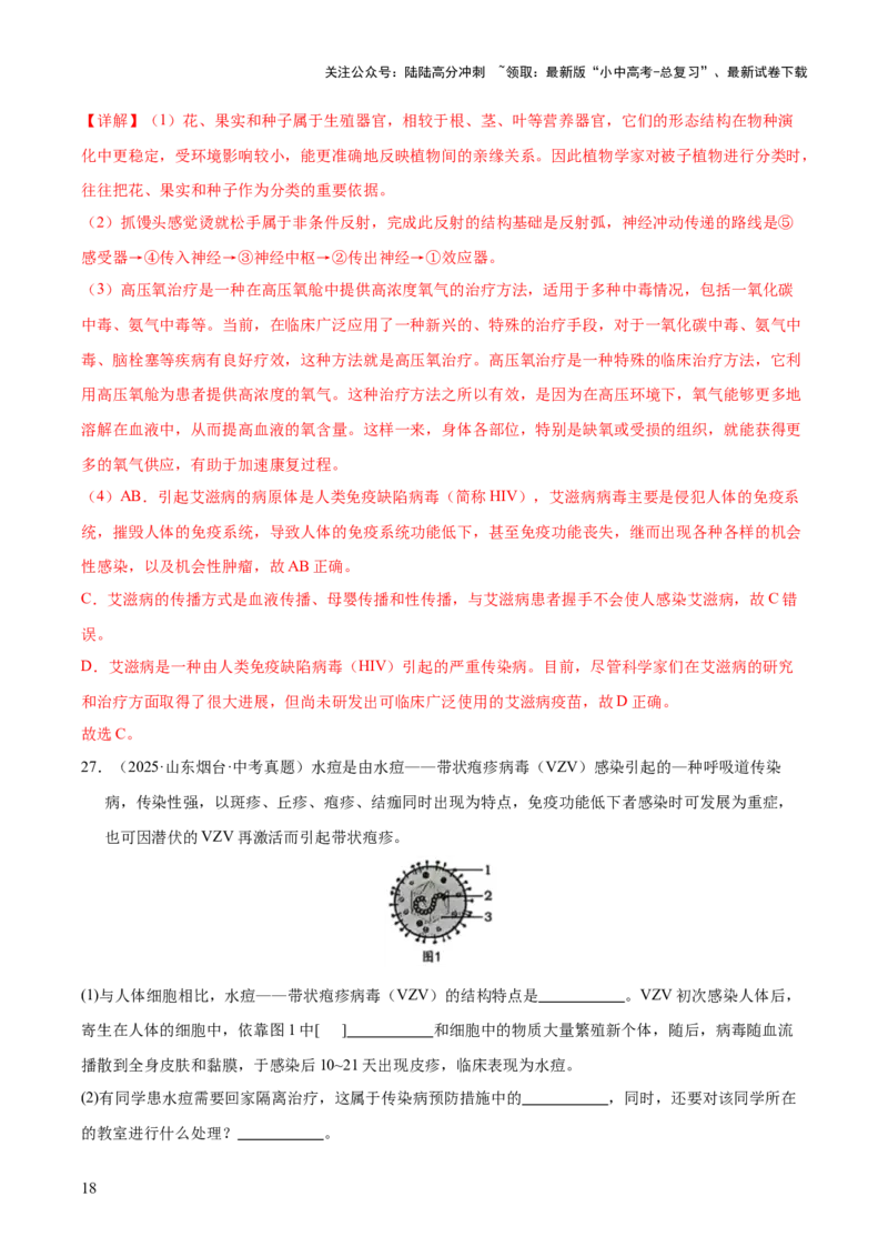 专题14健康地生活（全国通用）（解析版）_02中考总复习（2026版更新中）_08-生物-中考总复习_2026年中考复习（更新中）_好题汇编三年（2023-2025）中考生物真题分类汇编（全国通用）