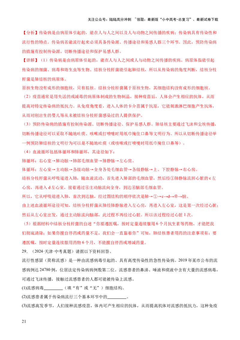 专题14健康地生活（全国通用）（解析版）_02中考总复习（2026版更新中）_08-生物-中考总复习_2026年中考复习（更新中）_好题汇编三年（2023-2025）中考生物真题分类汇编（全国通用）