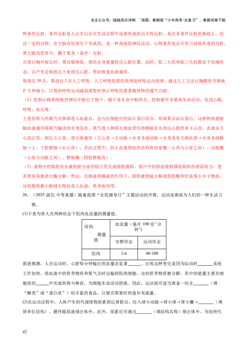 专题14健康地生活（全国通用）（解析版）_02中考总复习（2026版更新中）_08-生物-中考总复习_2026年中考复习（更新中）_好题汇编三年（2023-2025）中考生物真题分类汇编（全国通用）