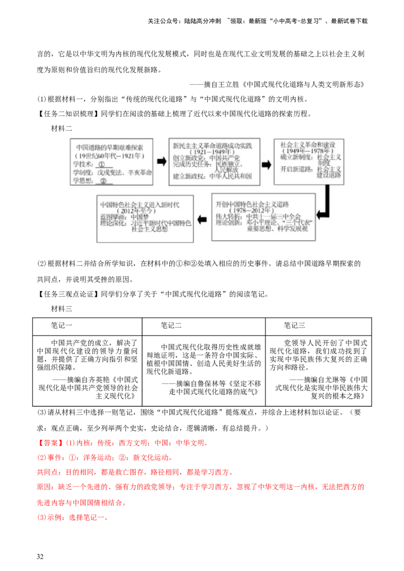 专题14创新题型类综合题（含答题技巧，题型专练50题）（解析版）_02中考总复习（2026版更新中）_06-历史-中考总复习_2024年中考复习资料_二轮复习