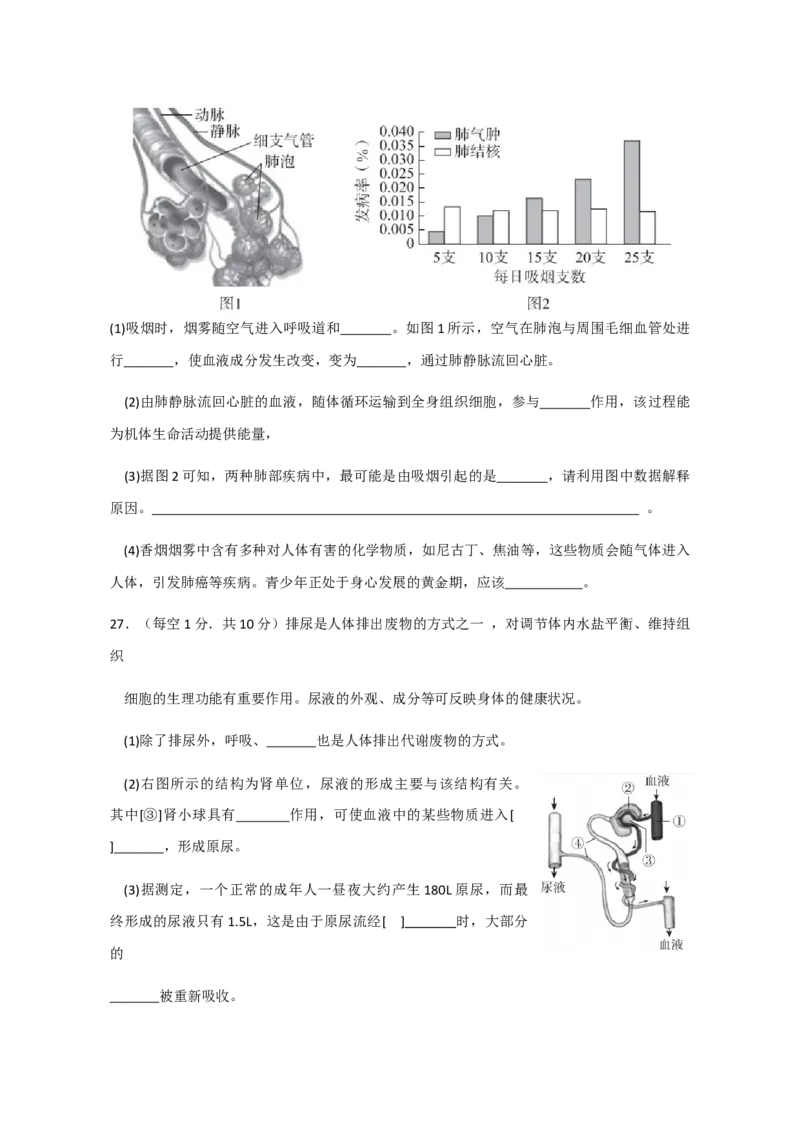 北京市通州区2019-2020学年七年级下学期期末学业水平质量检测生物试题(1)_北京初中期末题_C605-京七八九_B京生物七八九_北京7下生物_2019-2020