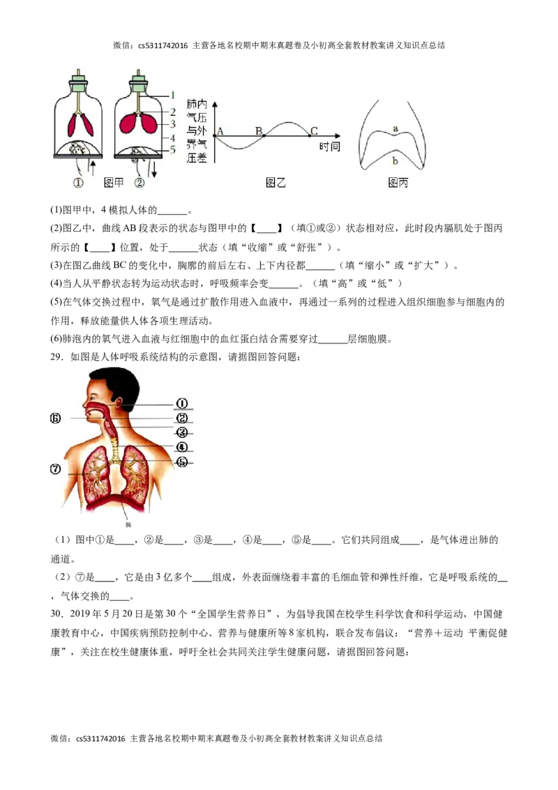 期末冲刺卷02（北京专用）（原卷版）(1)_北京初中期末题_C605-京七八九_B京生物七八九_北京7下生物_2022-2024_北京生物7下期末