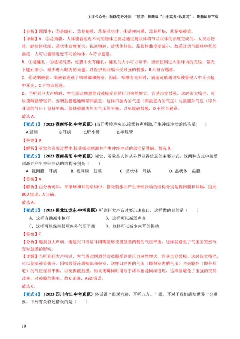 专题14人体生命活动的调节（讲义）（解析版）_02中考总复习（2026版更新中）_08-生物-中考总复习_2024年中考复习资料_一轮复习_❤2024年中考生物一轮复习讲练测（全国通用）_讲义