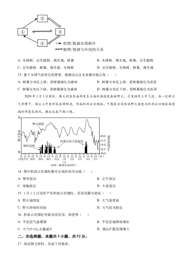 2025年高考地理真题（安徽自主命题）（原卷版）_全国卷+地方卷_8.地理_1.地理高考真题试卷_2025年高考-地理_2025年安徽自主命题