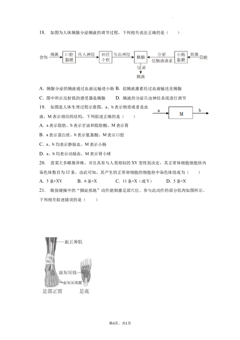 北京市第二中学教育集团2022-2023学年八年级下学期期中生物试卷(1)_北京初中期末题_C605-京七八九_B京生物七八九_北京八下生物