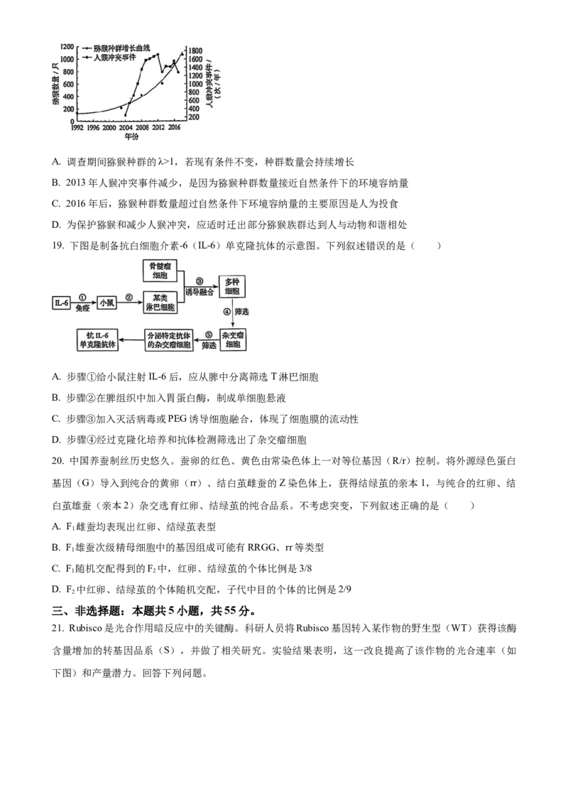 2025年高考生物真题（黑龙江、吉林、辽宁、内蒙古）（原卷版）_全国卷+地方卷_6.生物_1.生物高考真题试卷_2025年高考-生物_2025年高考生物真题（黑龙江吉林辽宁内蒙古）