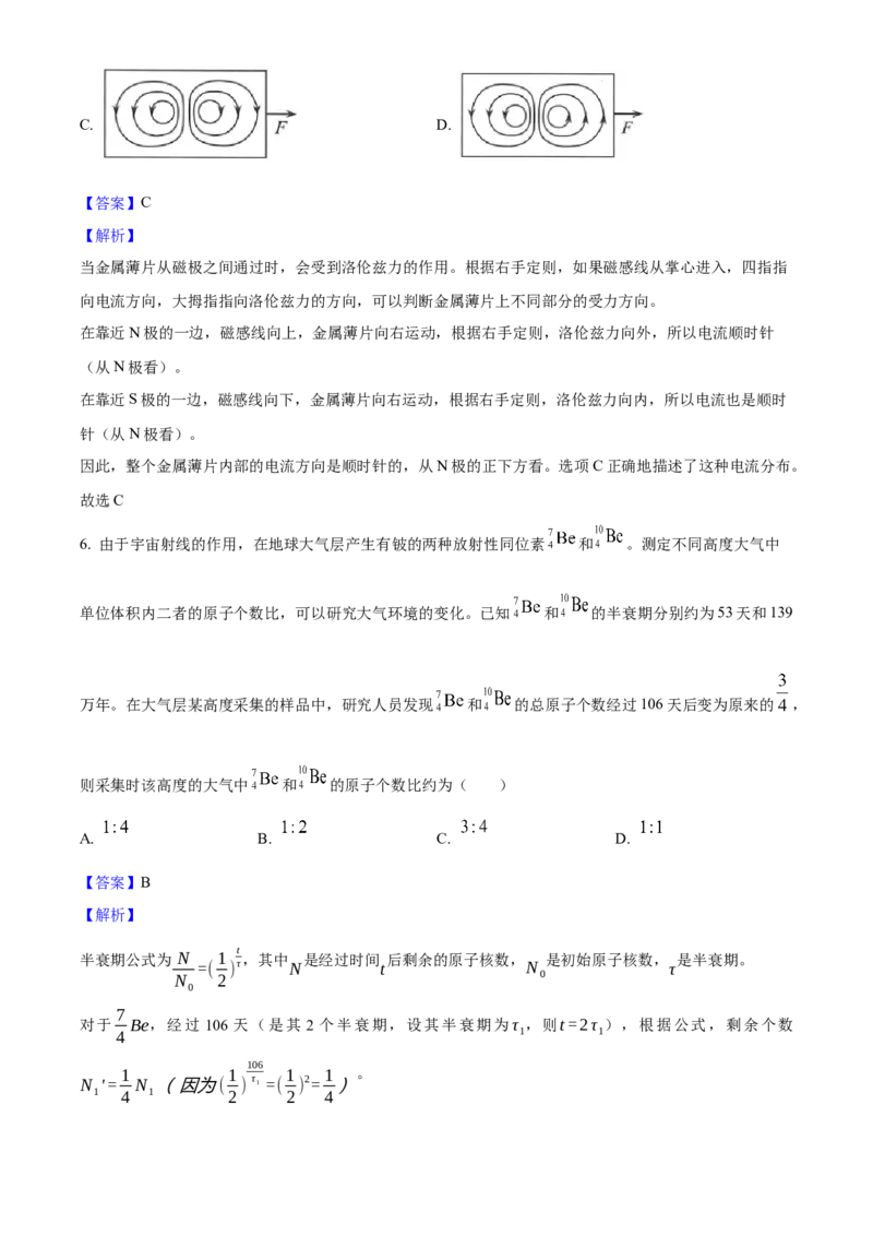 2025年高考物理真题（河南自主命题）（解析版）_全国卷+地方卷_4.物理_1.物理高考真题试卷_2025年高考-物理_2025年河南自主命题