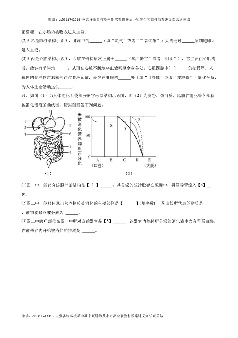 期中冲刺卷01（北京专用）（原卷版）(1)_北京初中期末题_C605-京七八九_B京生物七八九_北京7下生物_2022-2024_北京生物7下期中