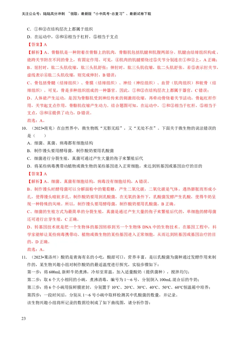 专题15生物学与社会&middot;跨学科实践（解析版）_02中考总复习（2026版更新中）_08-生物-中考总复习_2024年中考复习资料_专项复习_备战2024年中考生物真题题源解密