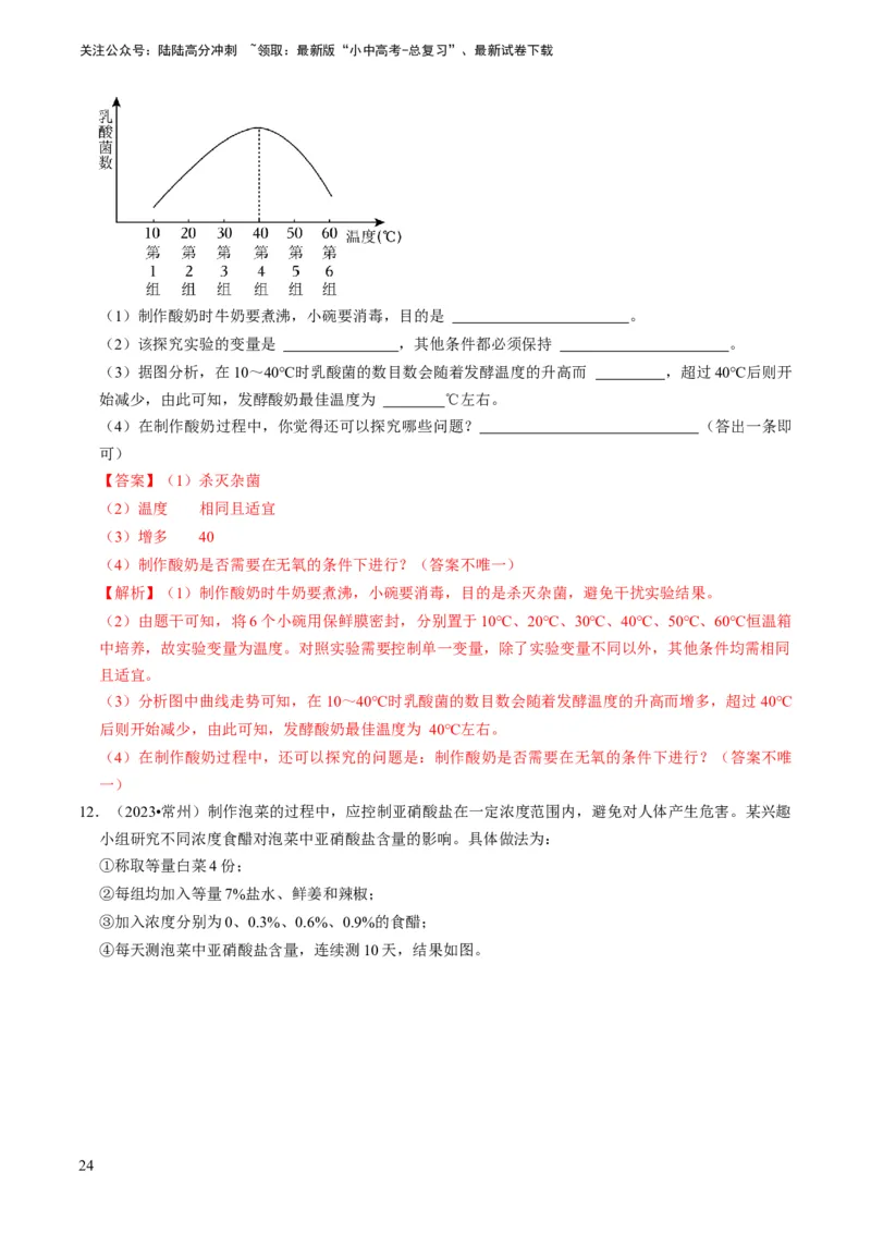 专题15生物学与社会&middot;跨学科实践（解析版）_02中考总复习（2026版更新中）_08-生物-中考总复习_2024年中考复习资料_专项复习_备战2024年中考生物真题题源解密