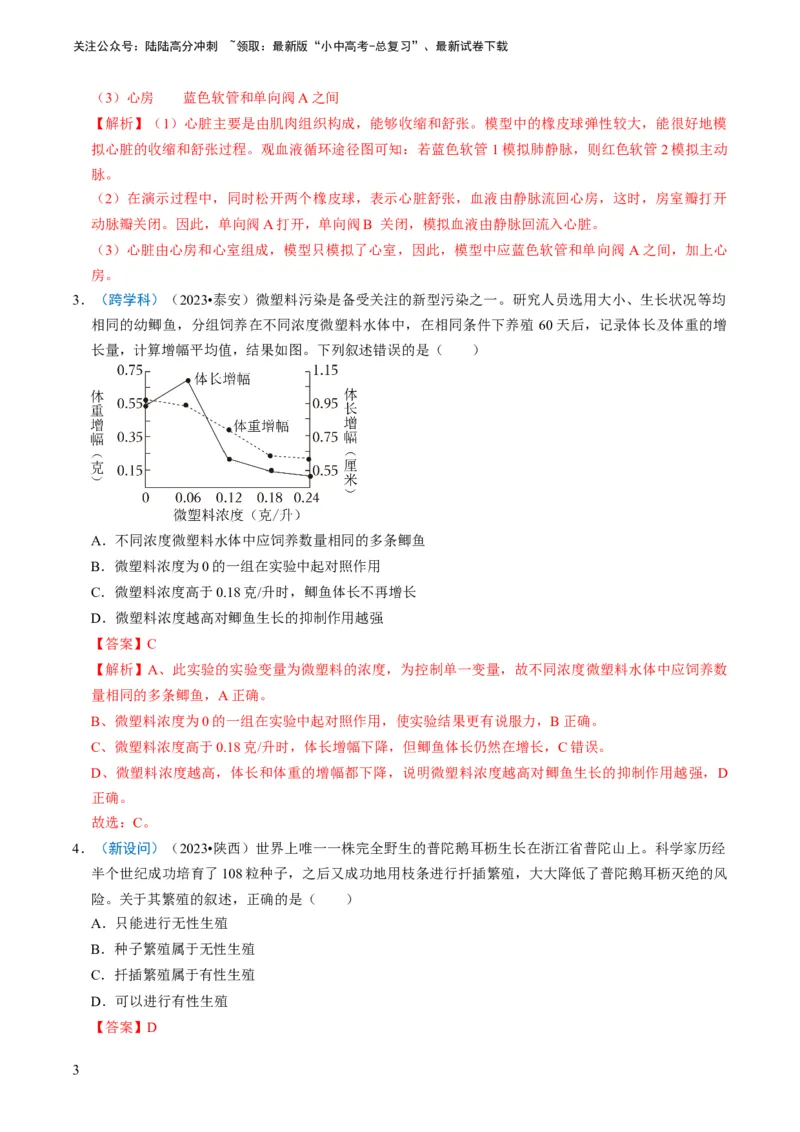 专题15生物学与社会&middot;跨学科实践（解析版）_02中考总复习（2026版更新中）_08-生物-中考总复习_2024年中考复习资料_专项复习_备战2024年中考生物真题题源解密