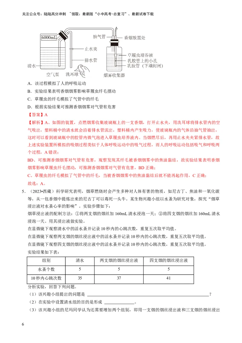 专题15生物学与社会&middot;跨学科实践（解析版）_02中考总复习（2026版更新中）_08-生物-中考总复习_2024年中考复习资料_专项复习_备战2024年中考生物真题题源解密