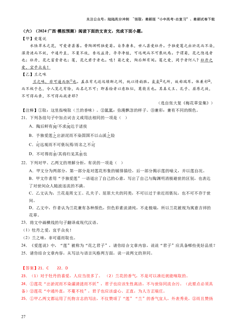 专题12鉴赏与评价（讲练）（解析版）_02中考总复习（2026版更新中）_01-语文-中考总复习_2025年中考资料_2025中考二轮课件ppt+讲义+练习语文_讲义练习