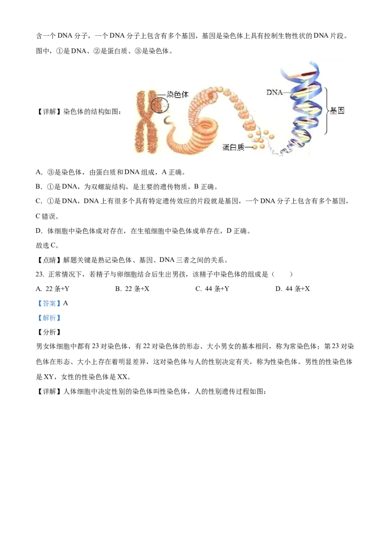 精品解析：2021年北京市房山区八年级中考一模生物试题（解析版）(1)_北京初中期末题_C605-京七八九_B京生物七八九_北京八下生物_精品解析：2021年北京市房山区八年级中考一模生物试题