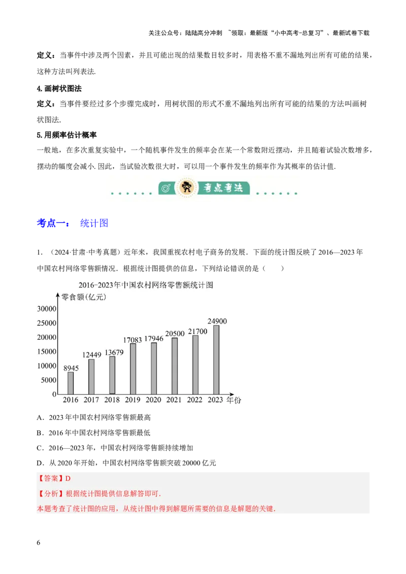 专题19统计与概率（2大模块知识梳理+7个考点+4个重难点+4个易错点）（解析版）_02中考总复习（2026版更新中）_02-数学-中考总复习_2025中考复习资料_2025年中考数学一轮知识梳理