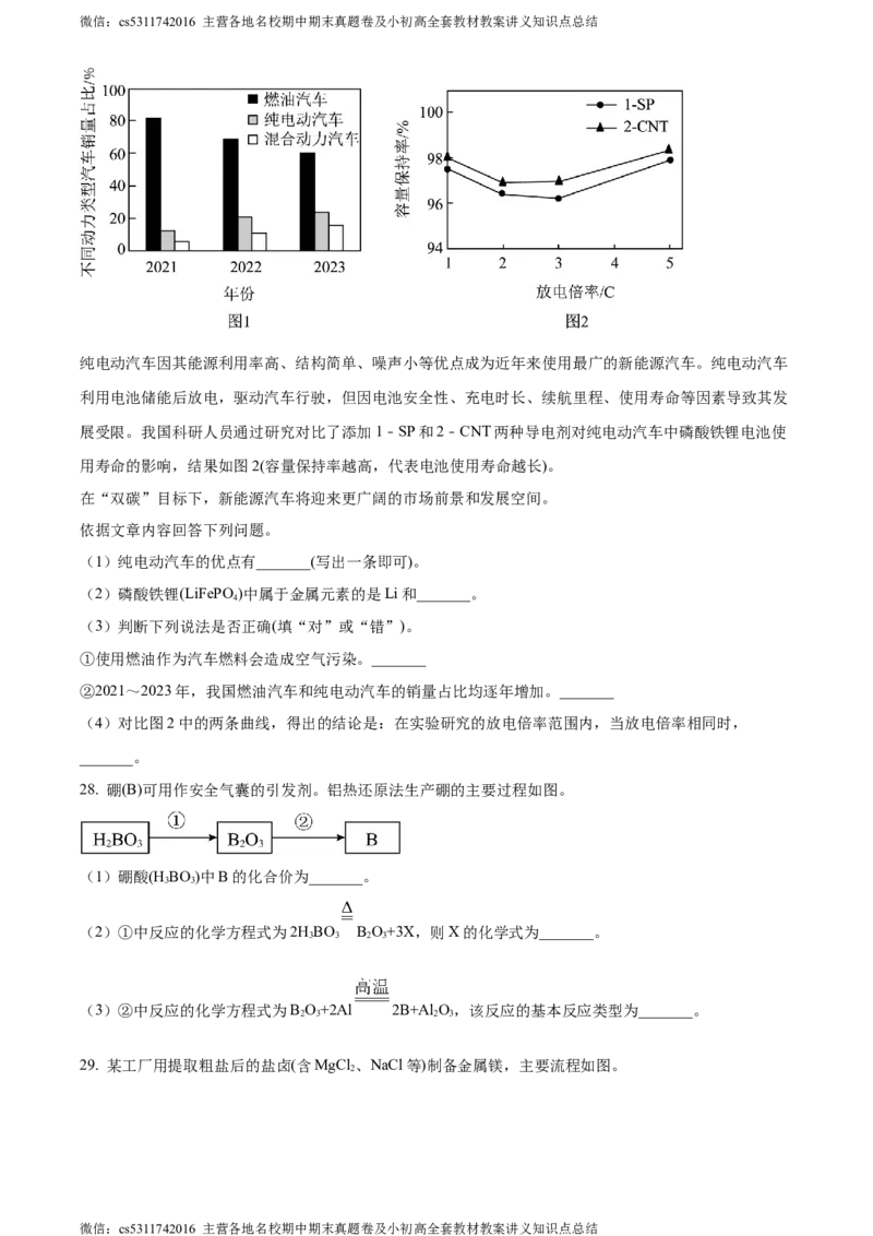 精品解析：2024年北京市房山区中考化学一模试卷（原卷版）(1)_北京初中期末题_C605-京七八九_B京化学七八九_北京9下化学（含中考模拟）_北京化学9下一二模