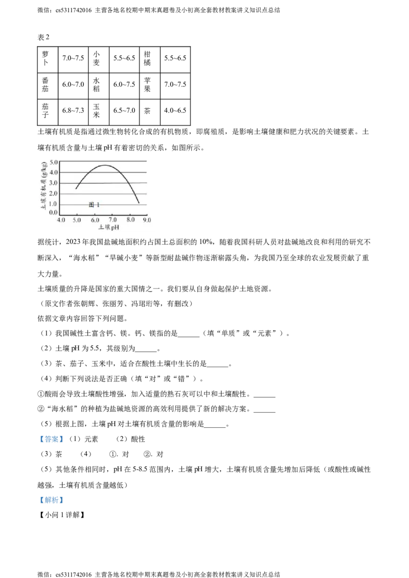 精品解析：2024年北京市石景山区九年级统一测试化学试卷（解析版）(1)_北京初中期末题_C605-京七八九_B京化学七八九_北京9下化学（含中考模拟）_北京化学9下一二模