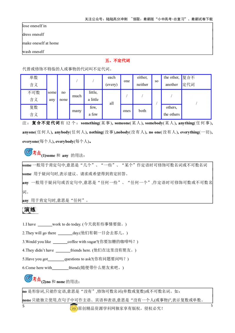 专题2.代词考点聚焦和精讲（原卷版）_02中考总复习（2026版更新中）_03-英语-中考总复习_2024年中考复习资料_一轮复习_备战2024年中考英语一轮复习考点帮（全国通用）