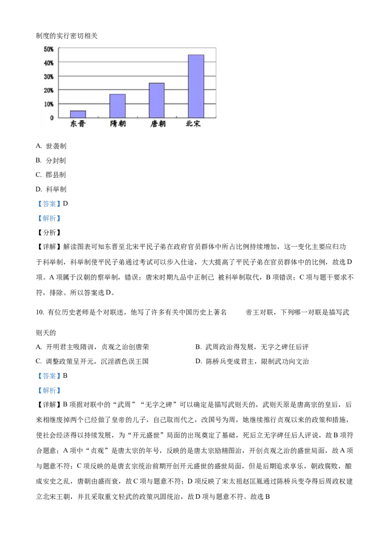 精品解析：北京市中国农业大学附属中学2020-2021学年七年级下学期期中历史试题（解析版）(1)_北京初中期末题_C605-京七八九_B京历史七八九_北京7下历史_2020-2021