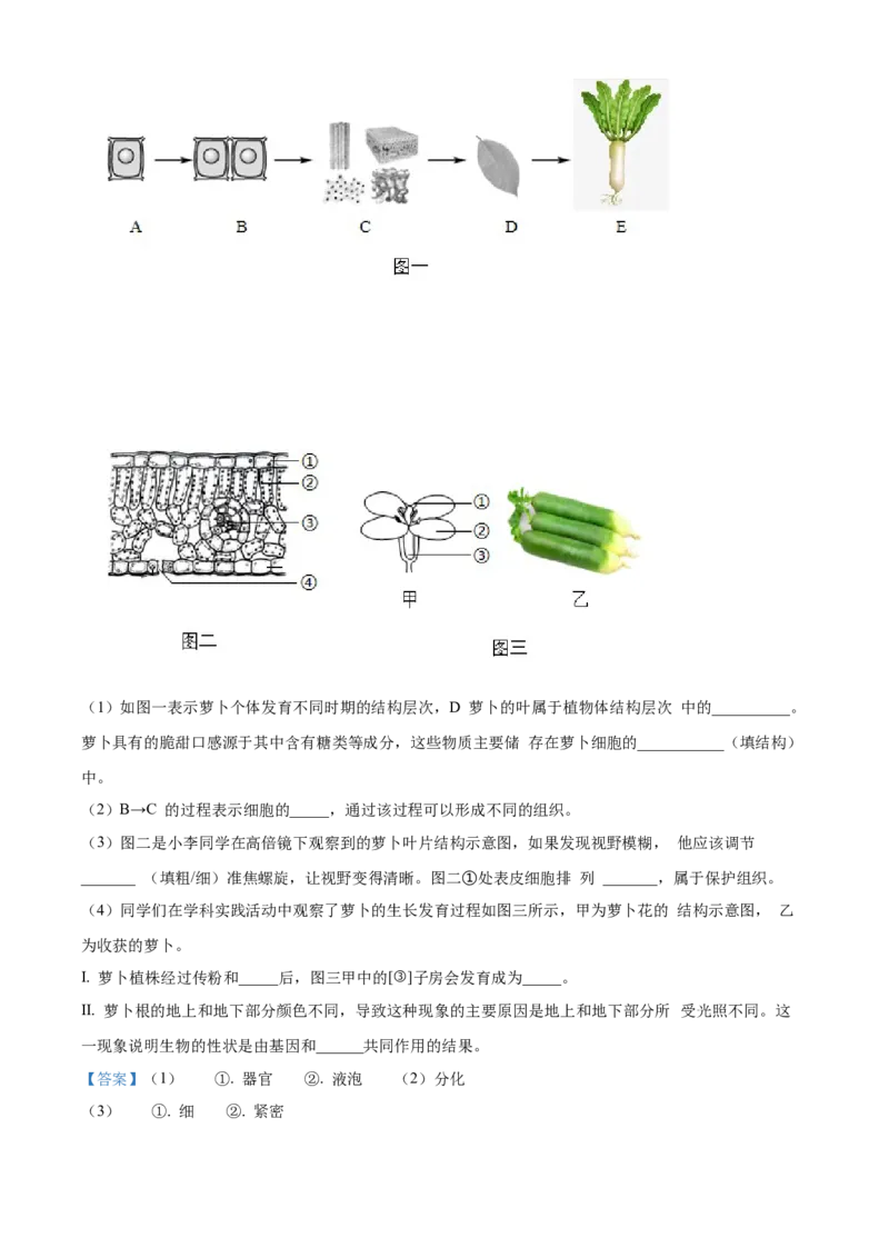 精品解析：北京市延庆区2022-2023学年八年级上学期期末生物试题（解析版）(1)_北京初中期末题_C605-京七八九_B京生物七八九_北京八上生物_2022-2023