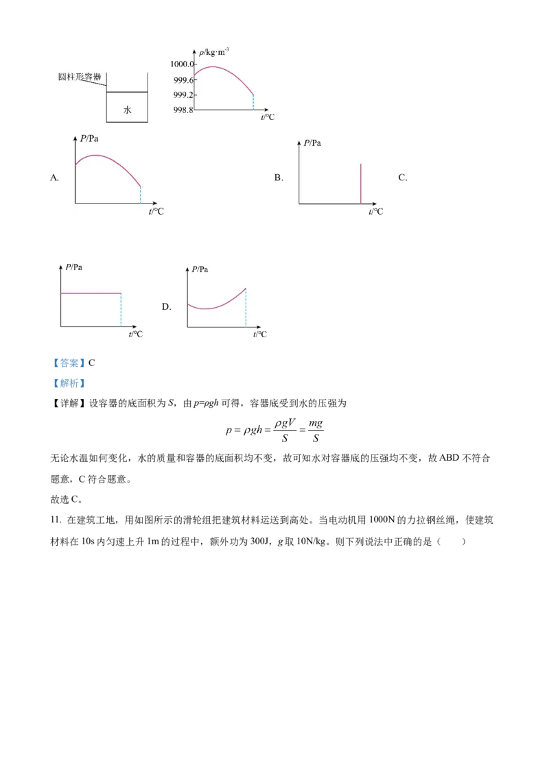 精品解析：北京二中教育集团2021-2022学年中考一模物理试题（解析版）(1)_北京初中期末题_C605-京七八九_B京物理八九_物理_北京九下物理