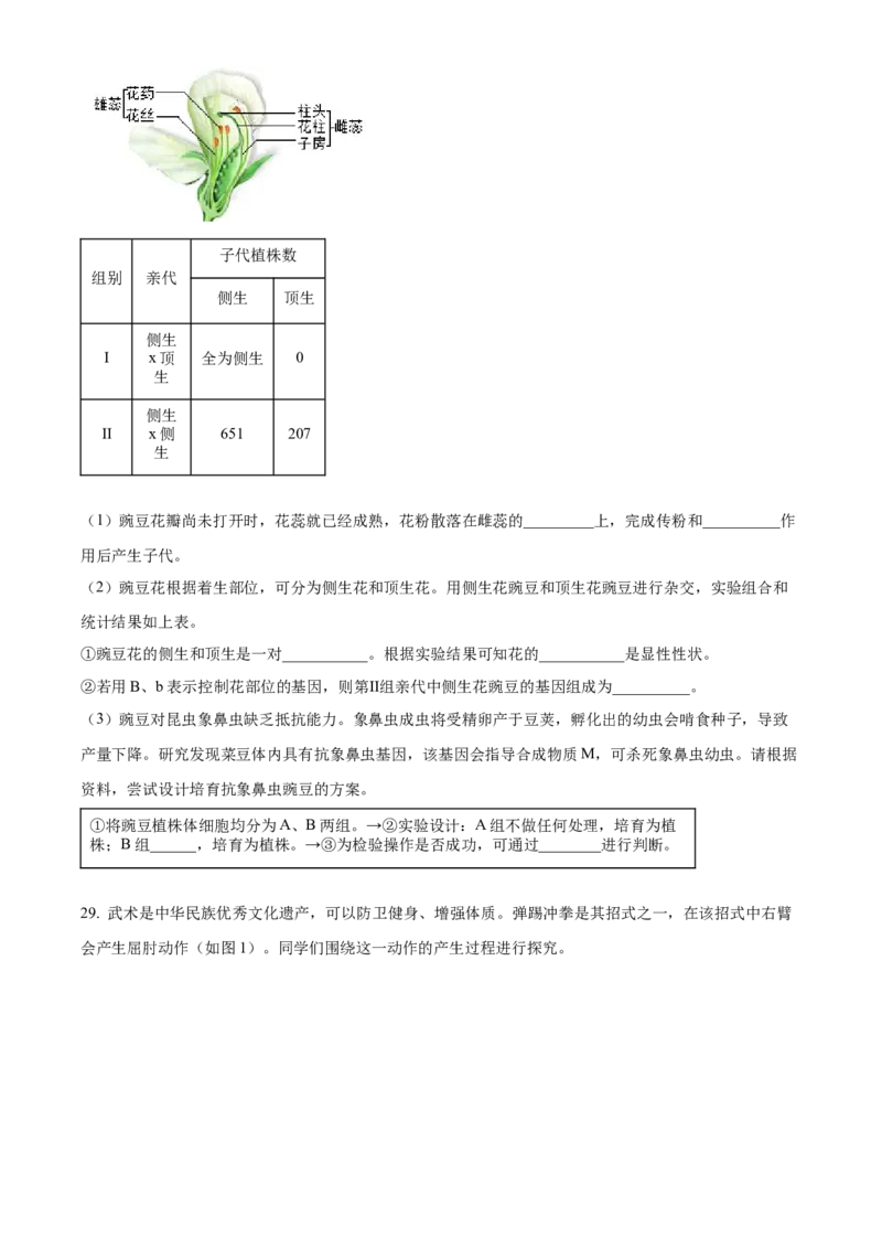 精品解析：北京市昌平区2023-2024学年八年级上学期期末生物试题（原卷版）(1)_北京初中期末题_C605-京七八九_B京生物七八九_北京八上生物_2023-2024