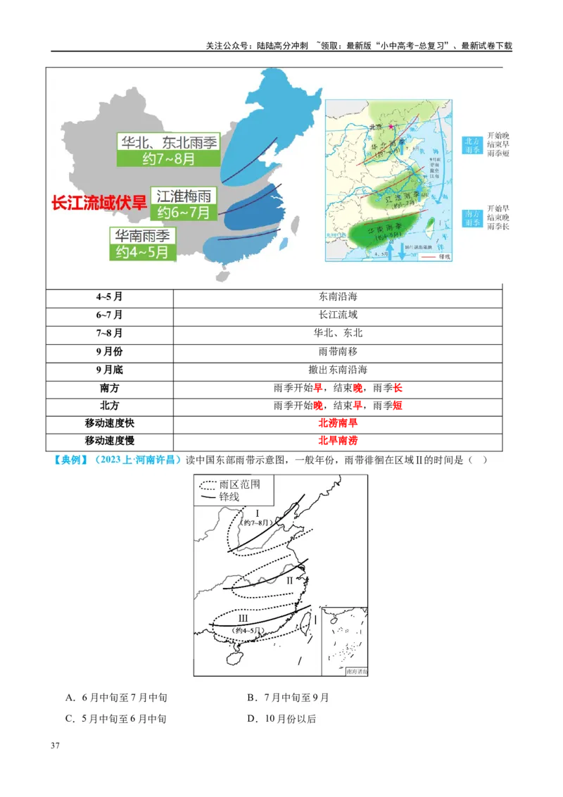 专题18中国的地势、地形和气候（讲义）（原卷版）_02中考总复习（2026版更新中）_09-地理-中考总复习_2024年中考复习资料_一轮复习_❤2024年中考地理一轮复习讲练测（全国通用）