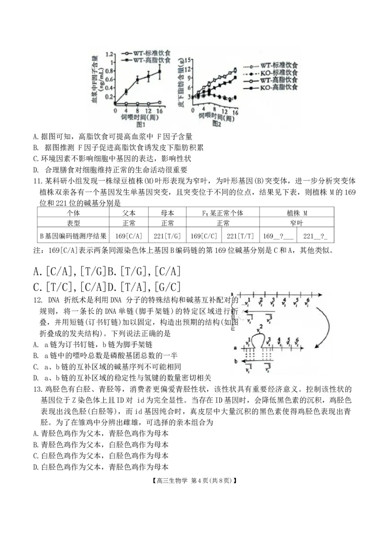 安徽省鼎尖联盟2024-2025学年高三上学期期中考试生物学试题_A1502026各地模拟卷（超值！）_11月_241114安徽省鼎尖教育联盟2025届高三上学期11月期中联考（全科）