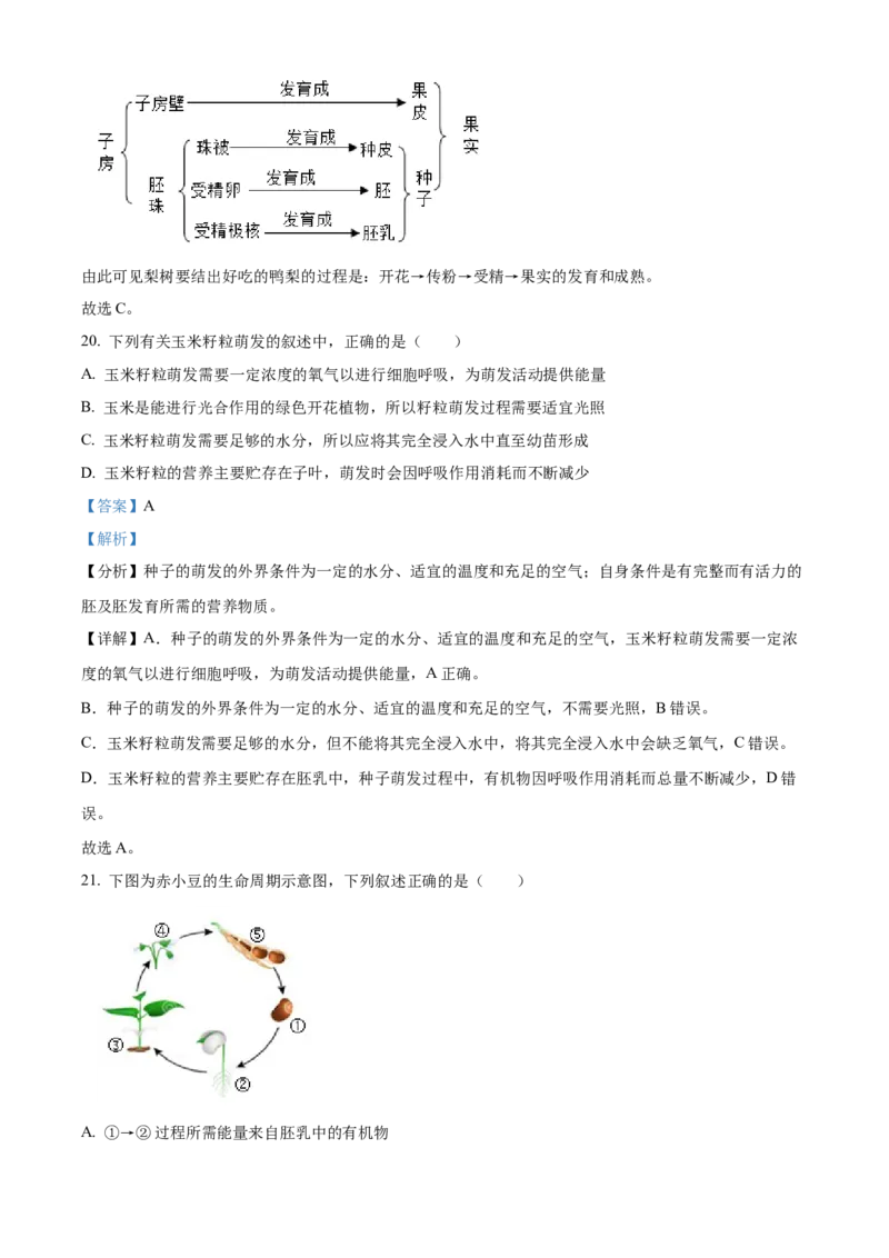 精品解析：北京市昌平区双城融合学区2022-2023学年八年级上学期生物学期中质量抽测（解析版）(1)_北京初中期末题_C605-京七八九_B京生物七八九_北京八上生物_2022-2023
